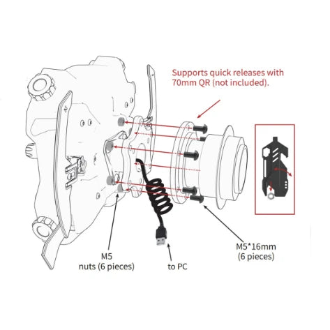 Conspit H.A.O Carbon Fibre Wheel Hub for sim racing on Player1 Sim Gear