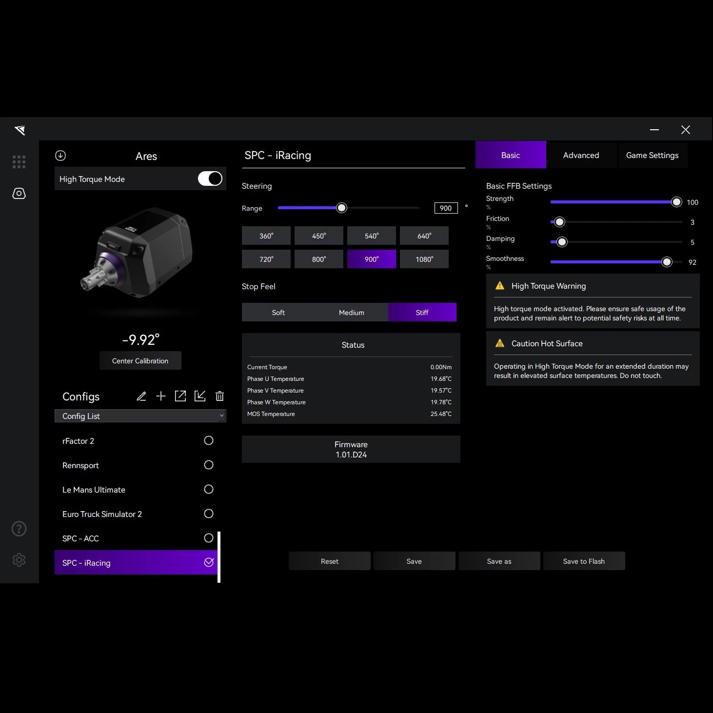 Conspit Ares 10Nm Sim Racing Direct Drive Wheel Base on Player1 Sim Gear
