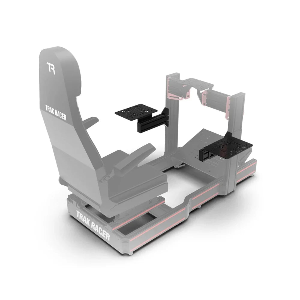 Trak Racer flight sim control mount with 2 side supports highlighted on cockpit silhouette — cockpit sold separately