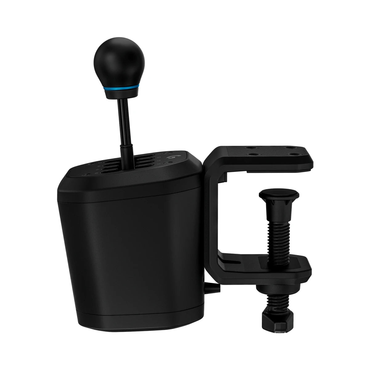Logitech G RS H-Shifter, side profile view with the desk mounting clamp