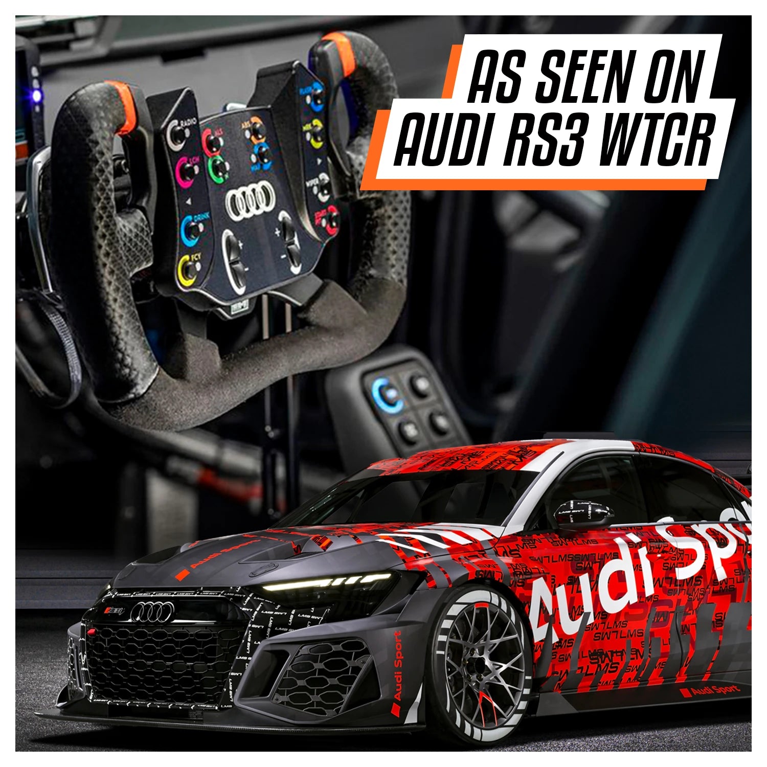 MPI GT330 X Logitech RS Wheel | AUDI Replica Sim Racing Wheel on Player1 Sim Gear