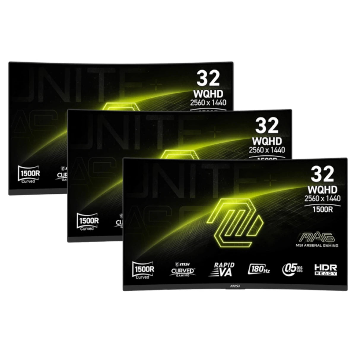 3x MSI 32" WQHD 180Hz Curved Gaming Monitors (Triple Monitor Setup)