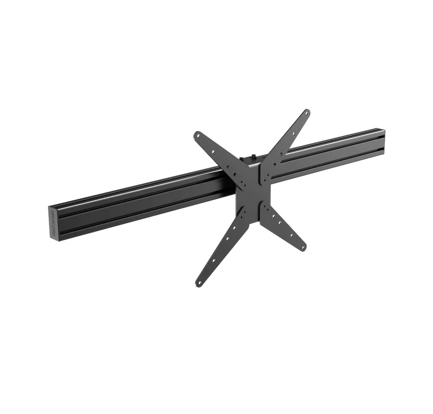 Monitor Stand Center Piece with Vesa Mount, aluminium centre profile with the star-shaped VESA bracket attached, angled view