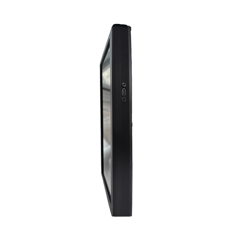 Side profile of the NCRD 10-inch Touchscreen DDU showing the slim case and USB-C port