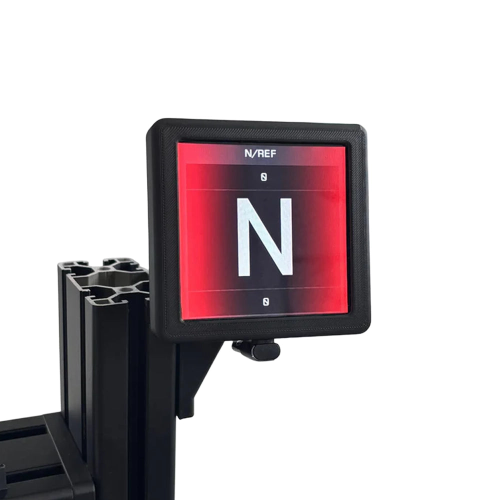 NCRD 4-inch Touchscreen Flagbox mounted on a 4040 aluminium profile sim rig, displaying a red flag