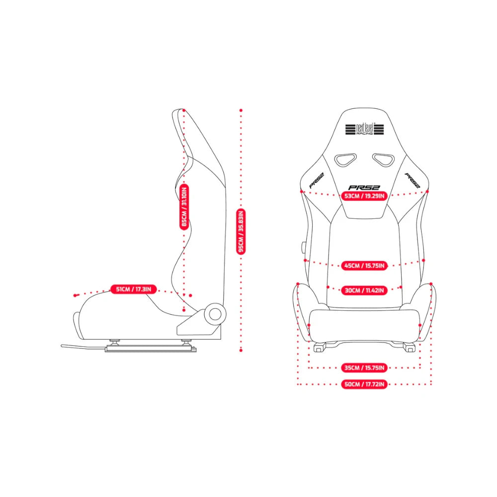 Next Level Racing PRS2 Performance Reclining Sim Racing Seat for Sim Racing on Player1 Sim Gear