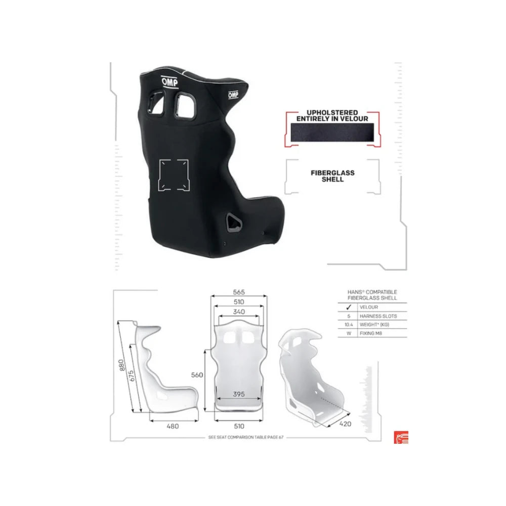 OMP Racing Seat - RS-PT2 for Sim Racing on Player1 Sim Gear