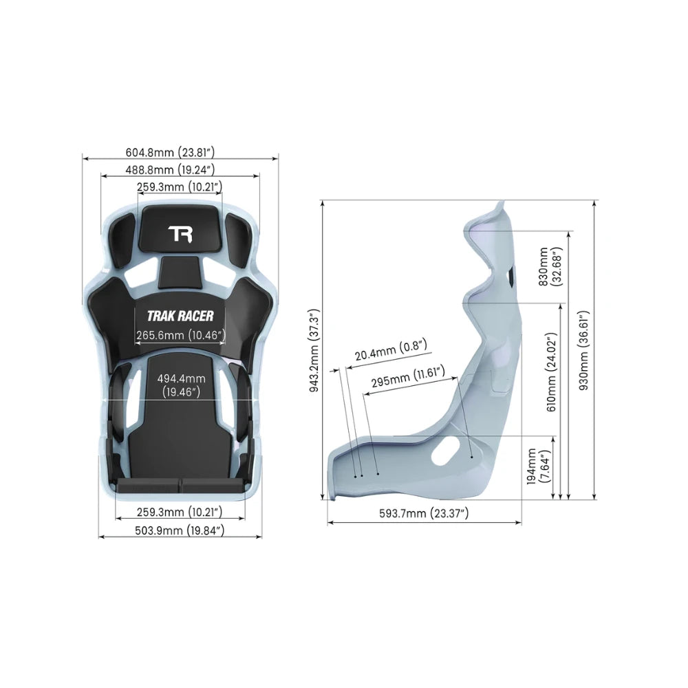 Pearl Blue GT Style TR Series Fiberglass Seat  for Sim Racing on Player1 Sim Gear 