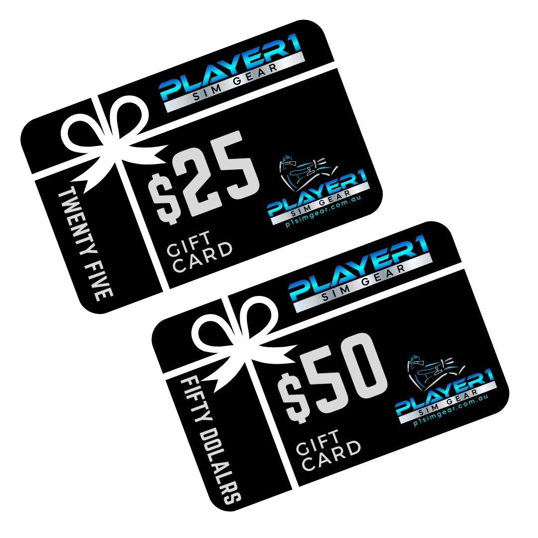 Gift Cards for Player1 Sim Gear. The perfect gift or present.