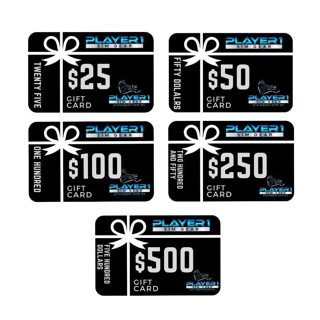 Gift Cards for Player1 Sim Gear. The perfect gift or present.