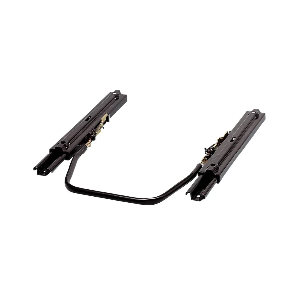Trak Racer Universal Dual-Lock Seat Slider Kit, pair of black sliding rails joined by the dual-lock release bar, shown alone