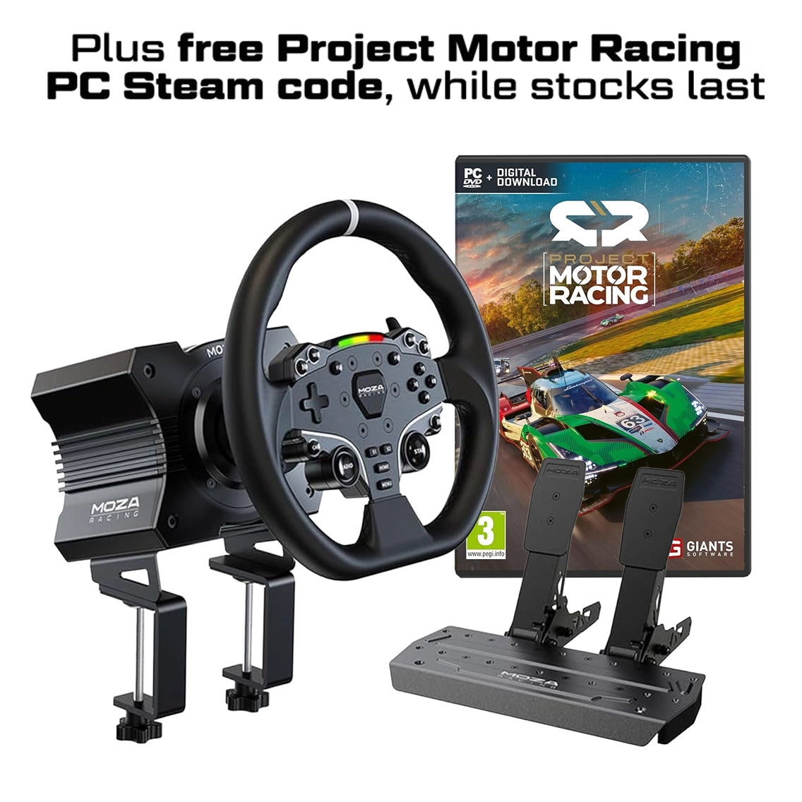MOZA R5 Direct Drive Wheel + Pedals Sim Racing Bundle