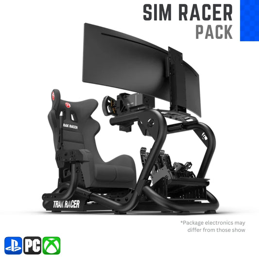 Sim Racer Pack. Trak Racer TR8 Pro Sim Racing Bundle with Moza  or Logitech wheel and pedals on Player1 Sim Gear.