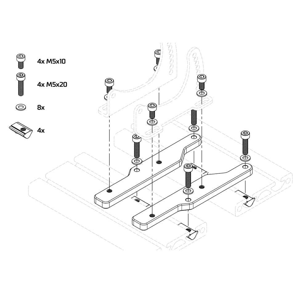 Simucube Baseplate Mount for Heusinkveld Sprint Sim Pedals on Player1 Sim Gear