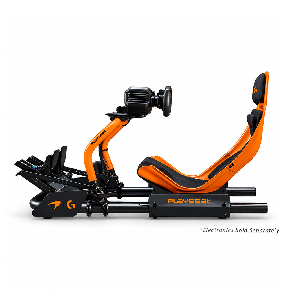 Playseat Formula Instinct McLaren Racing Edition cockpit, side view with controls