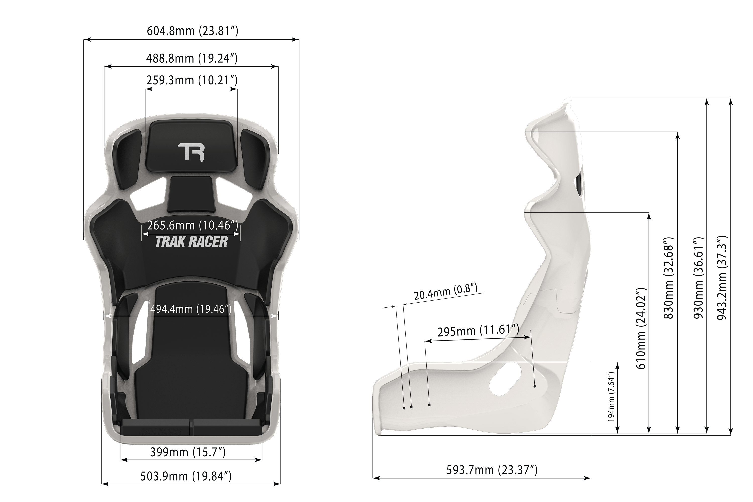 Trak Racer GT Style TR Series Fibreglass Seat | Grey