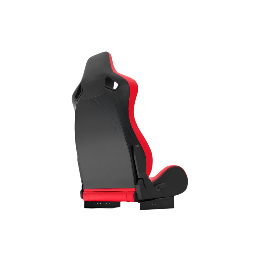 Trak Racer seat bracket set for reclining seats, fitted to a reclining seat, side profile view (seat sold separately)