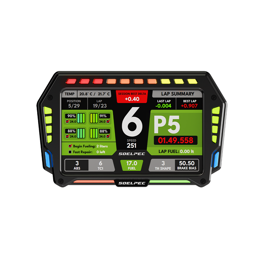 Soelpec XR-7 Premium Sim Racing Dashboard Display with Touchscreen and RGB Telemetry on Player1 Sim Gear