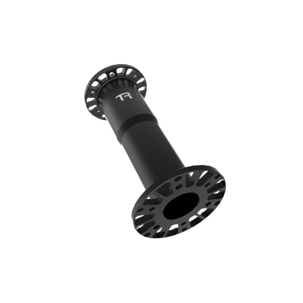 Trak Racer steering wheel hub spacer, three-quarter view — CNC-machined billet aluminium extension