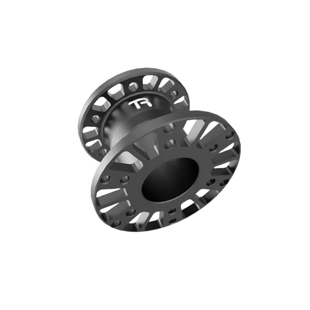 Trak Racer steering wheel hub spacer, opposite three-quarter view showing mounting flange