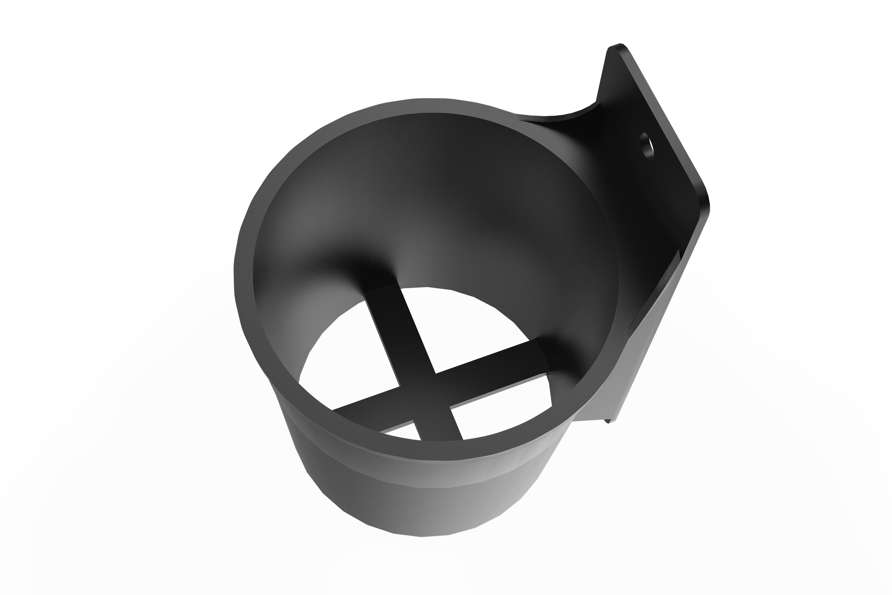 Trak Racer Cup Holder — top right angle view showing mounting bracket