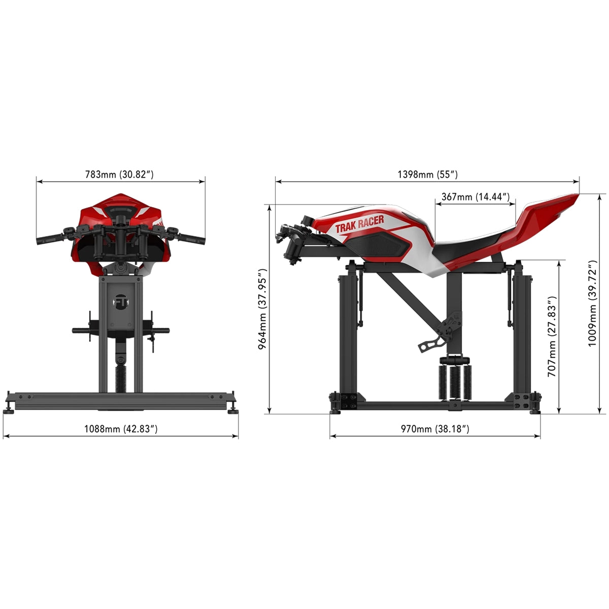 TRZ Motorbike Racing Simulator from Trak Racer on Player1 Sim Gear dimensions