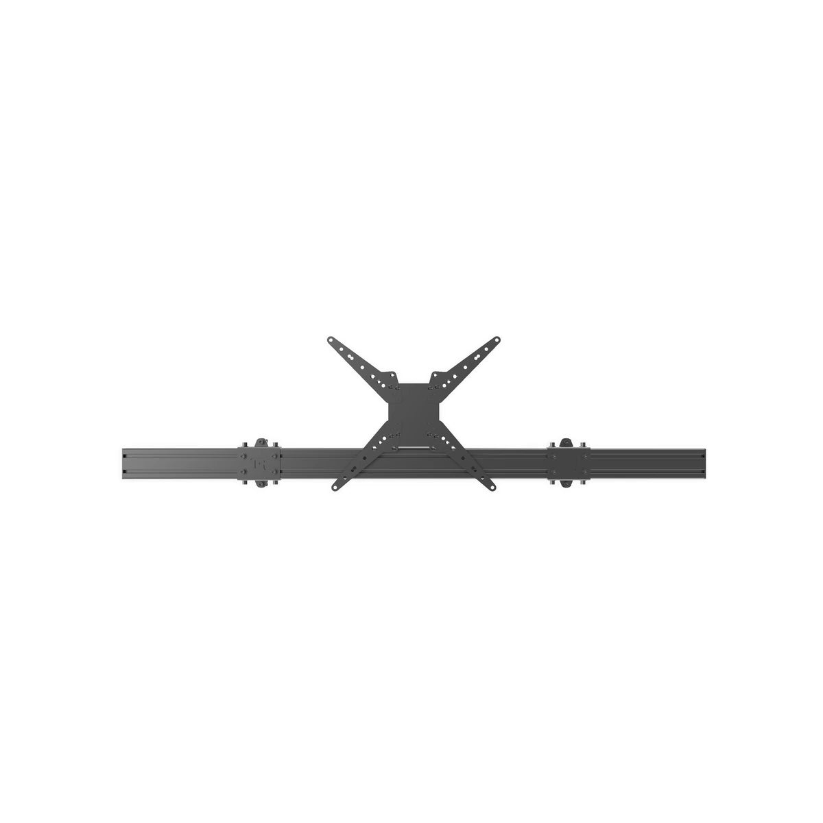 Trak Racer 1500mm monitor stand centre piece, front view, black profile beam with a centred VESA mounting bracket