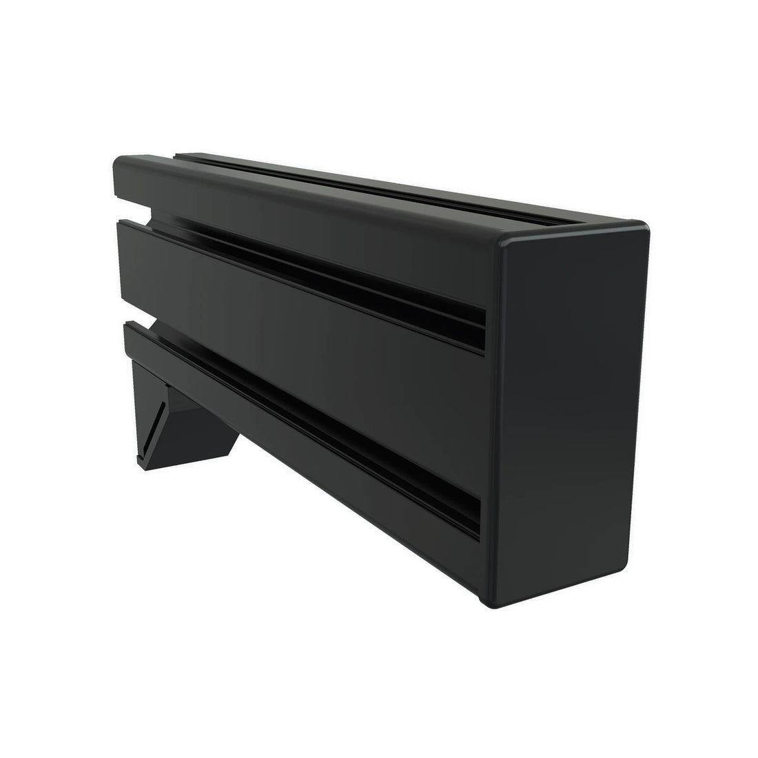 Trak Racer 240mm side shifter and handbrake mount, three-quarter view of the black 80x40mm aluminium profile and end bracket