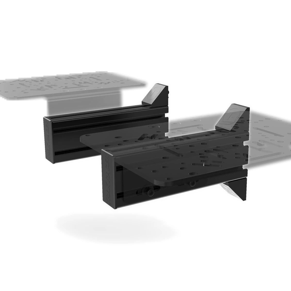 Trak Racer 240mm side support set of 2 with a mounting plate, shown beside a sim cockpit frame
