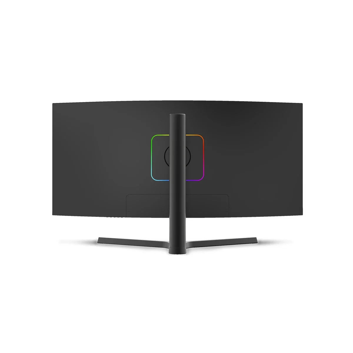 Trak Racer 34-inch ultrawide curved gaming monitor, rear view with RGB lighting