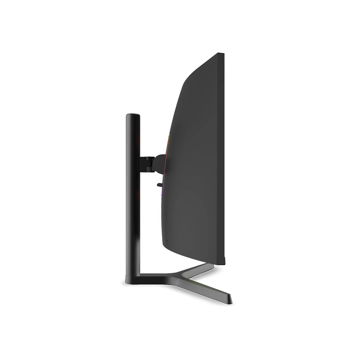 Trak Racer 34-inch ultrawide curved gaming monitor, side profile showing the curved panel and RGB accent