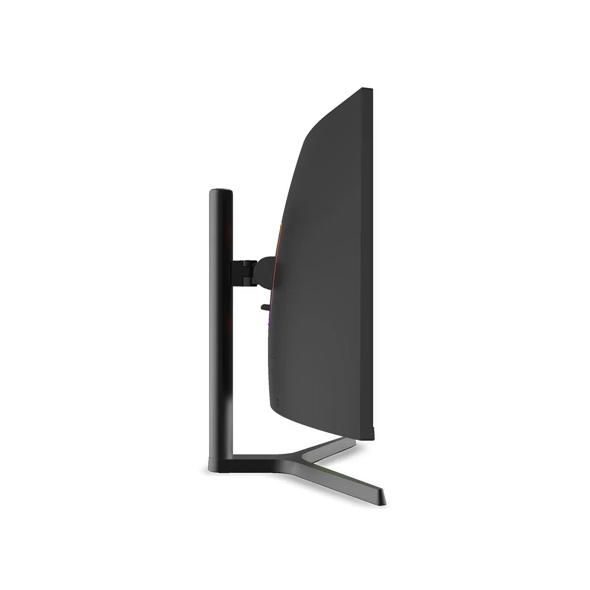 Trak Racer 34-inch ultrawide curved gaming monitor, side profile showing the curved panel and RGB accent