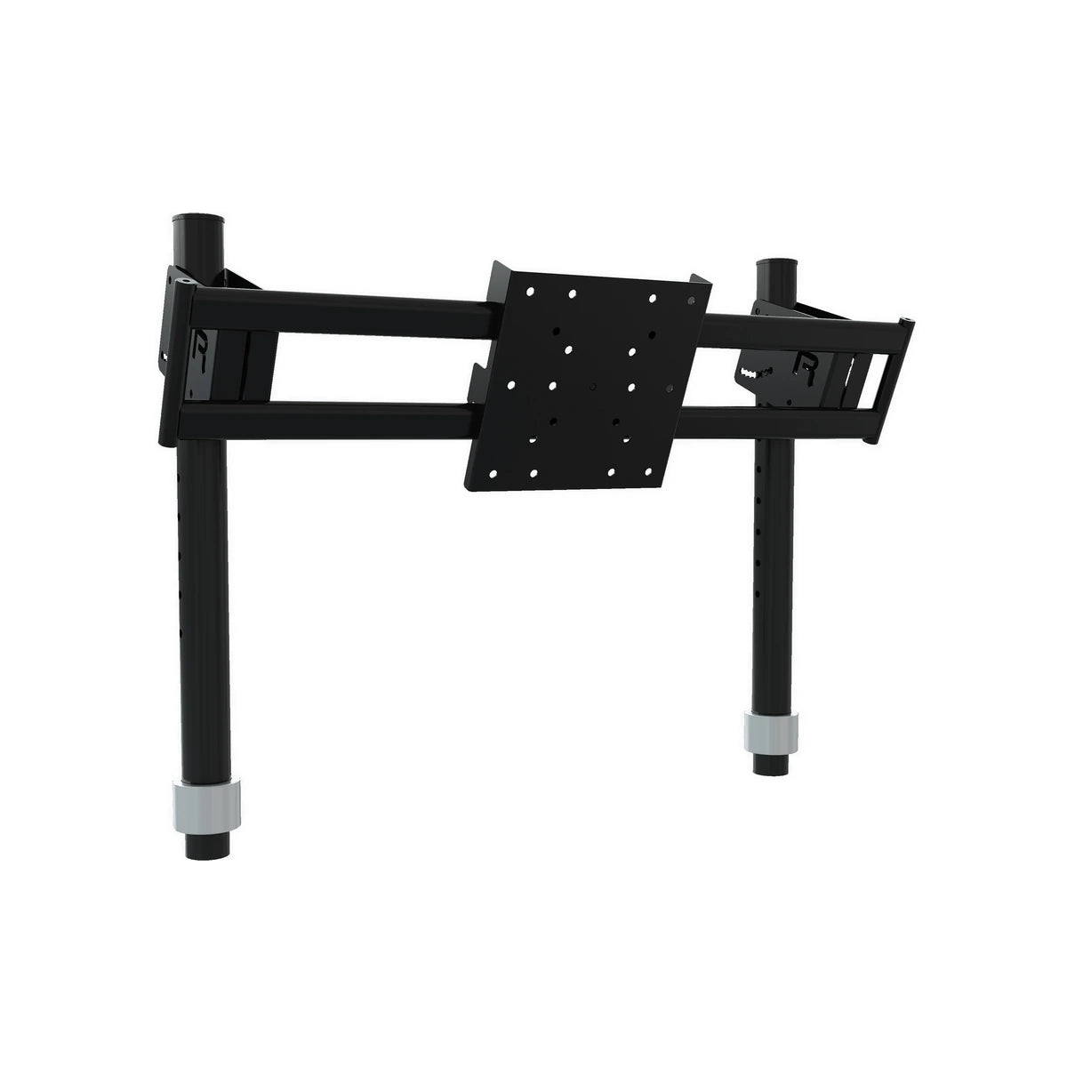 Trak Racer 4th/2nd top monitor mount, three-quarter view showing pole clamps and VESA plate