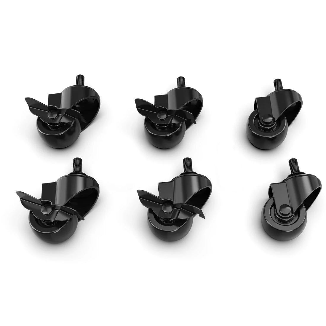 Caster wheels for TR8, TR8 Pro, RS6 and Alpine Racing TRX, six threaded-stem casters, four with brakes