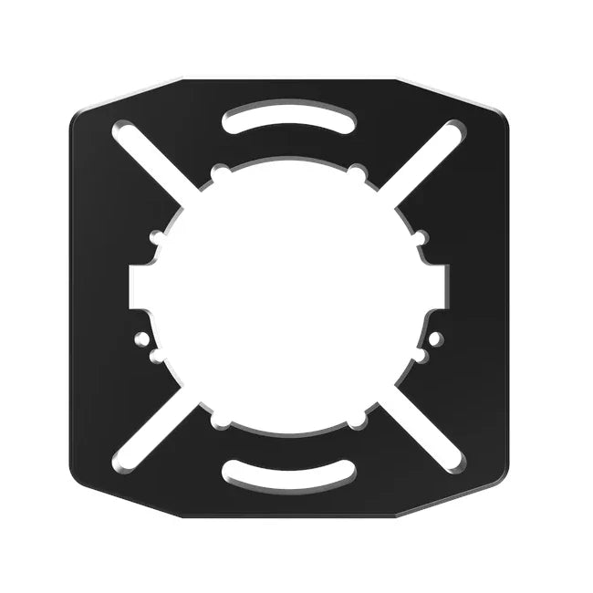 Trak Racer TR-One Universal Direct Fit Wheel Mount, flat front view of the bolt-pattern slots and centre cutout