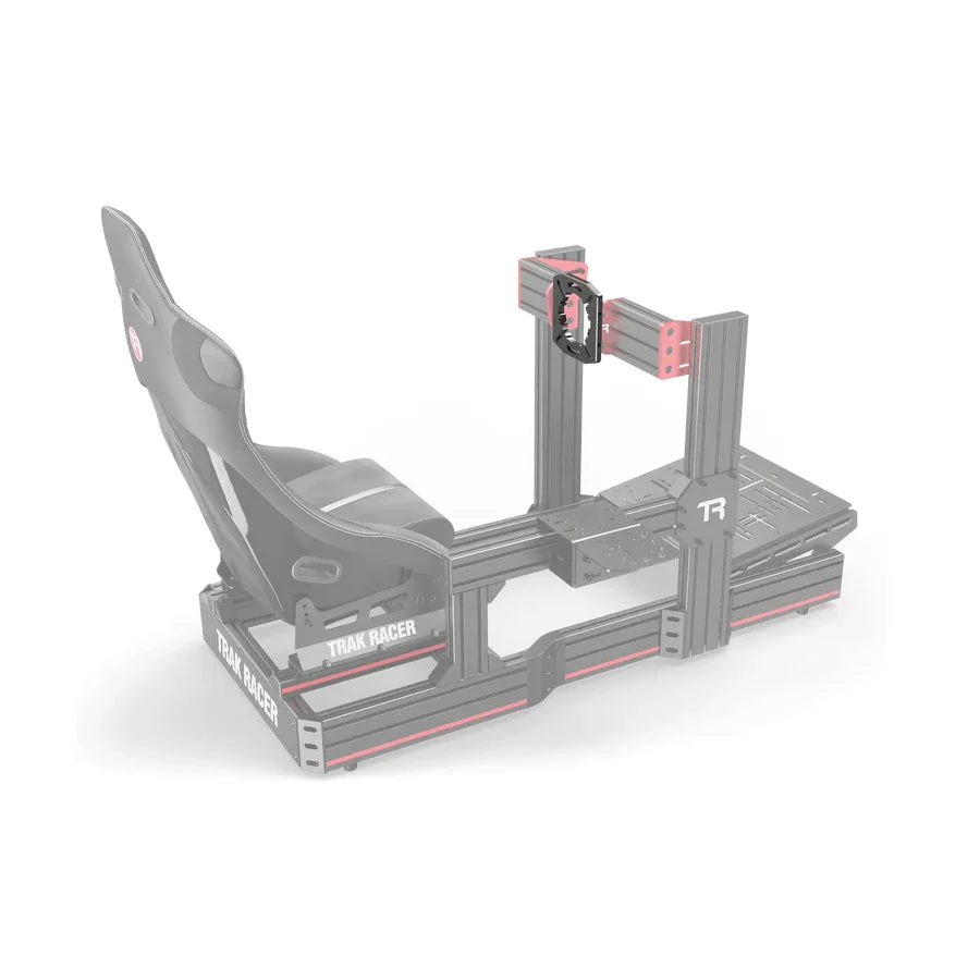 Trak Racer TR-One Wheel Mount shown installed on the front upright of a ghosted aluminium-profile cockpit