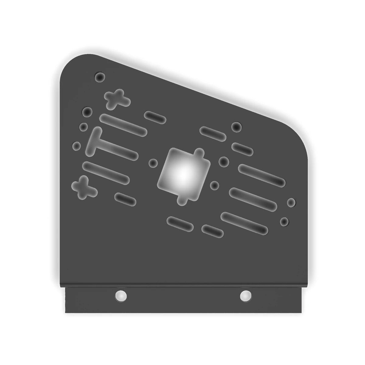 Trak Racer TR-HBMN2-L left-side handbrake mount, alternate angle — mounting bracket with pre-drilled holes