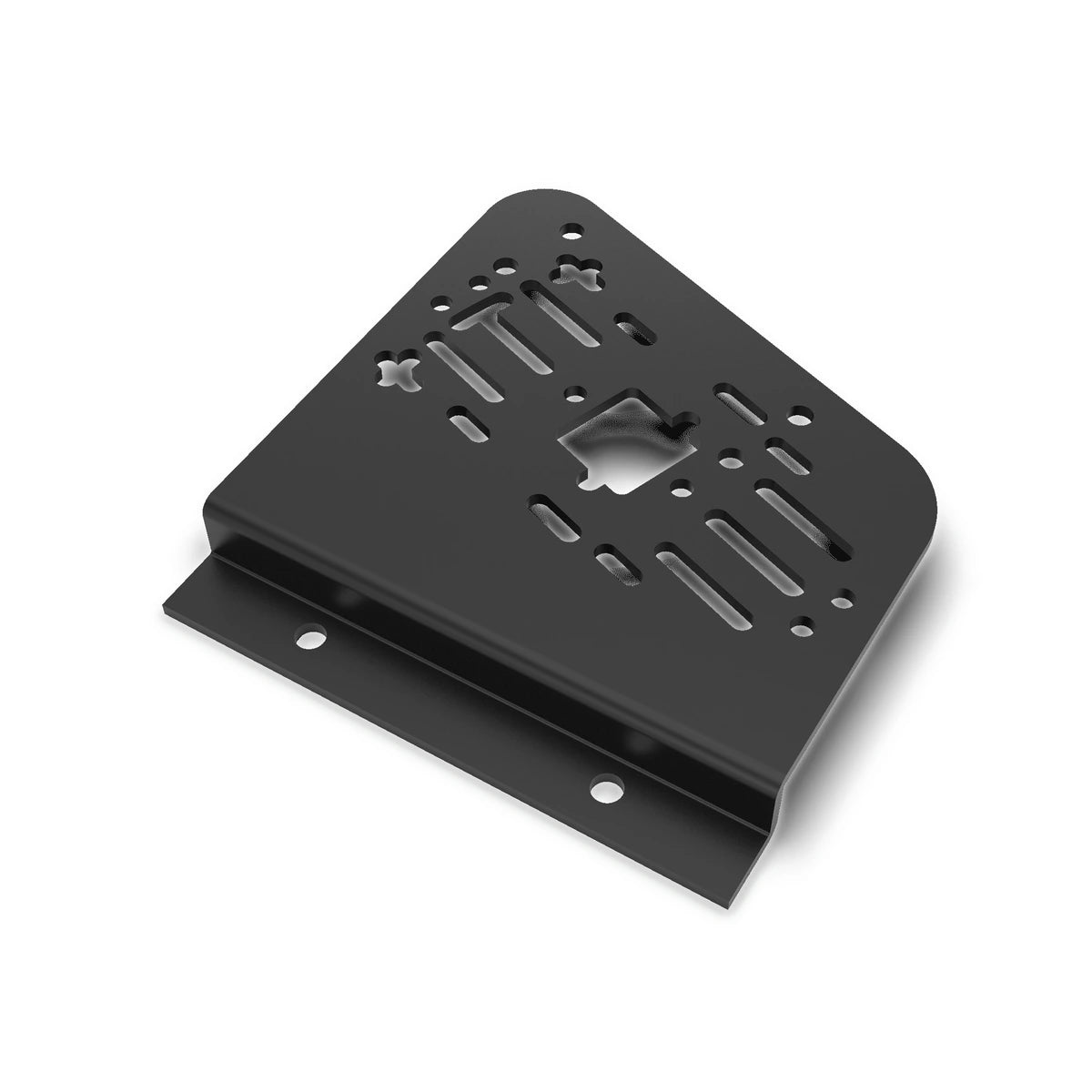 Trak Racer TR-HBMN2-L left-side handbrake mount, top-down angled view — matte black steel plate