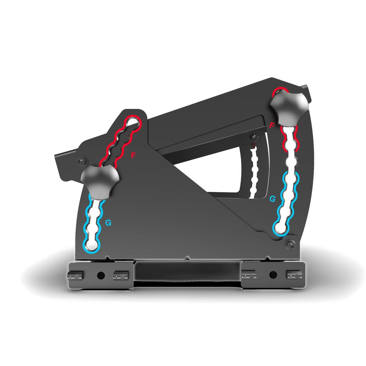 Trak Racer tool-free Formula and GT hybrid pedal mount system with F and G position adjusters