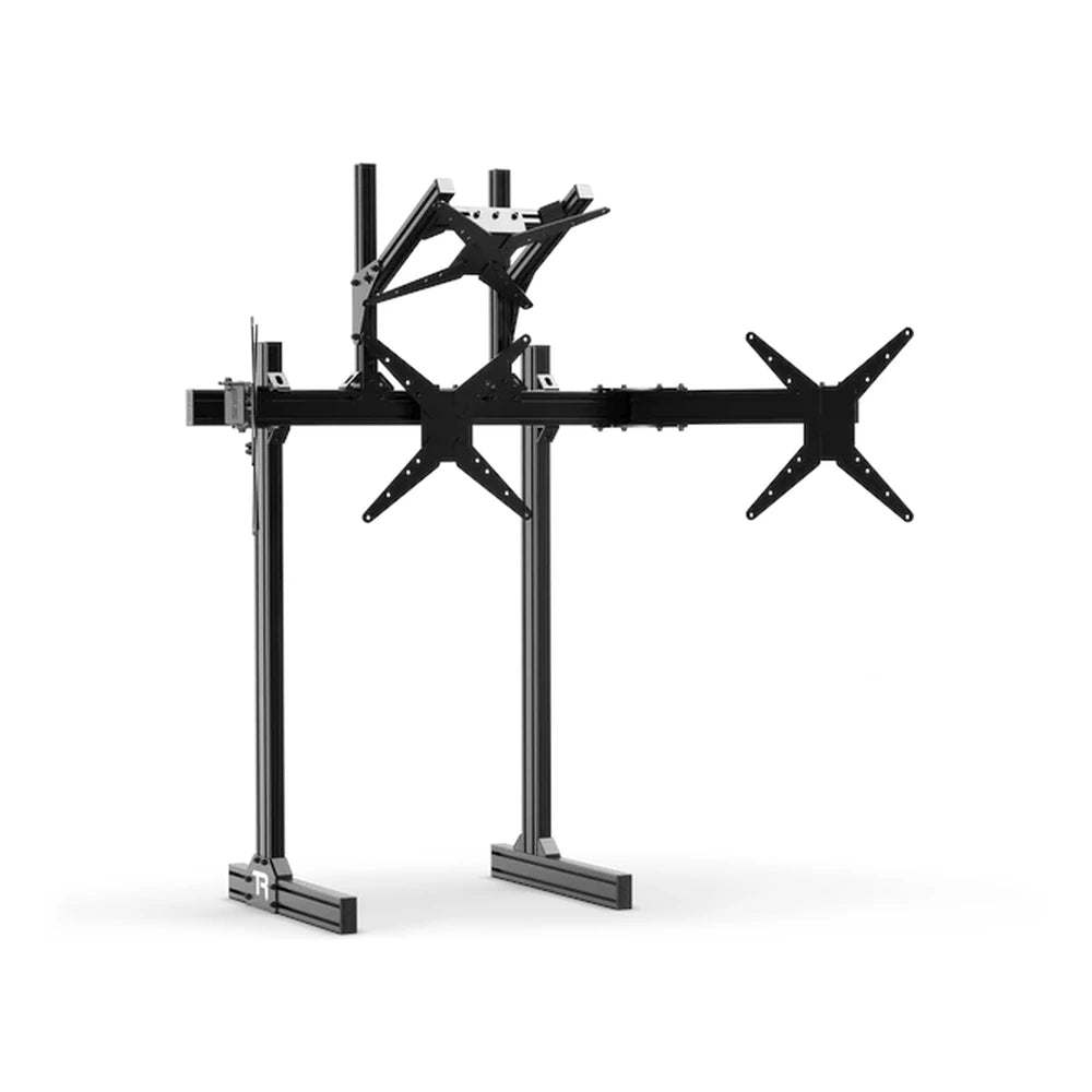 Trak Racer large freestanding quad monitor stand, bare frame with VESA mount arms, no monitors fitted
