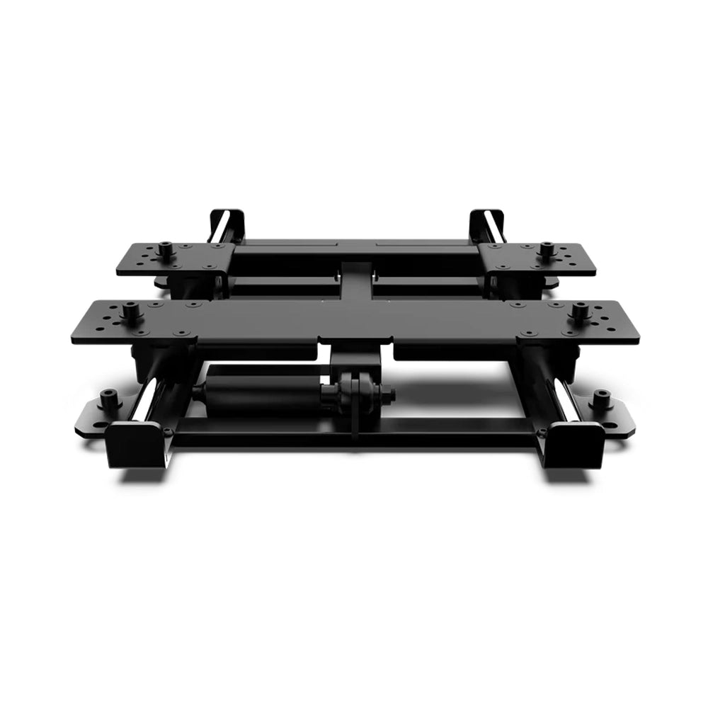 Trak Racer Motorised Seat Slider front view showing the seat mounting plates and central motor drive