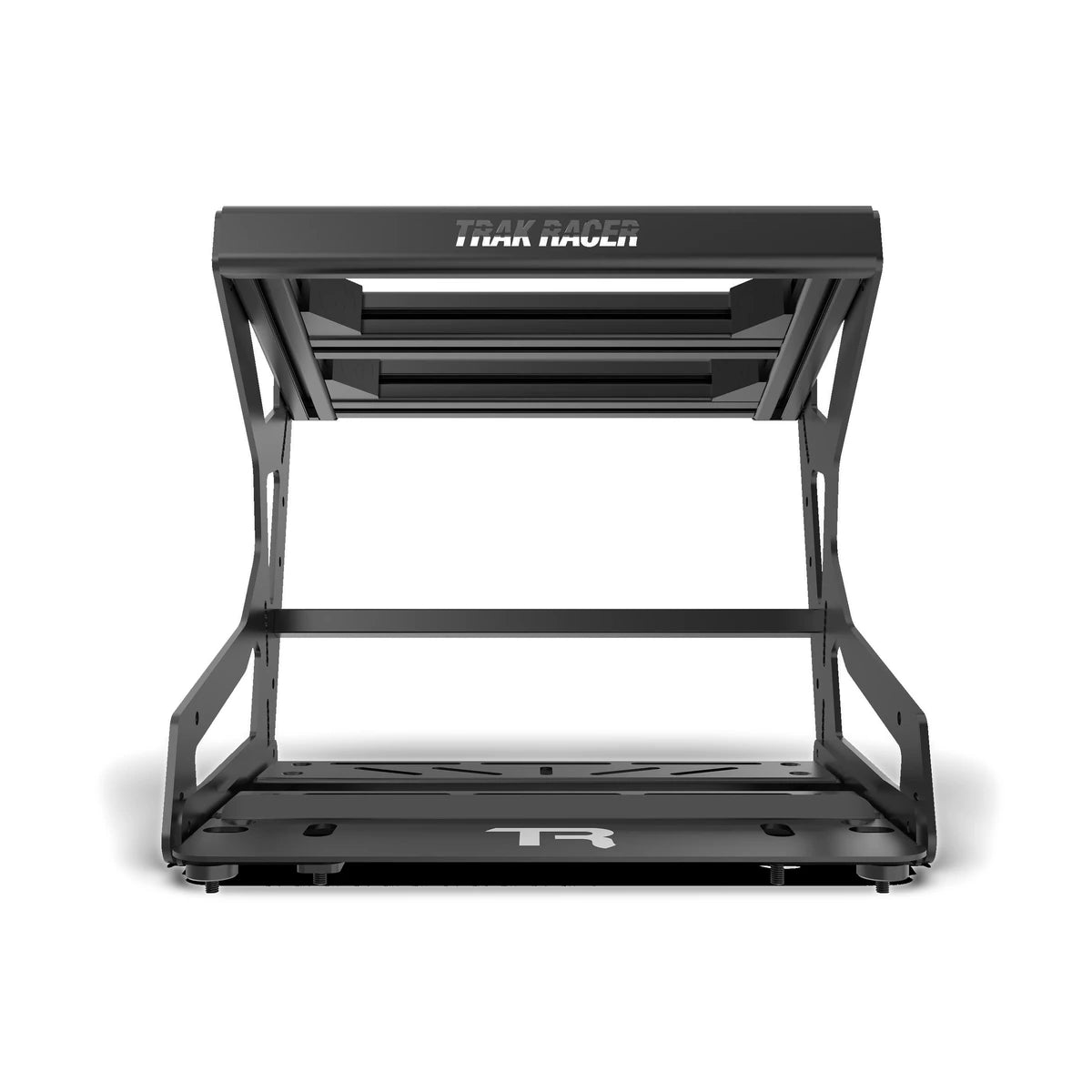 Trak Racer Pro inverted pedal mount system, front view of the bare frame showing top extrusion rails