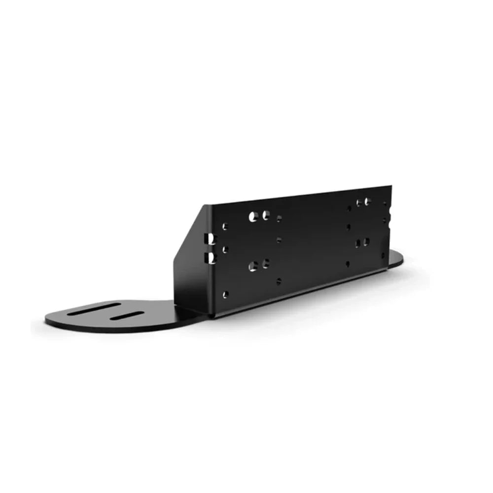 Qubic System QS-BT1 belt tensioner mount, side profile — slotted mounting foot and bolt-hole plate