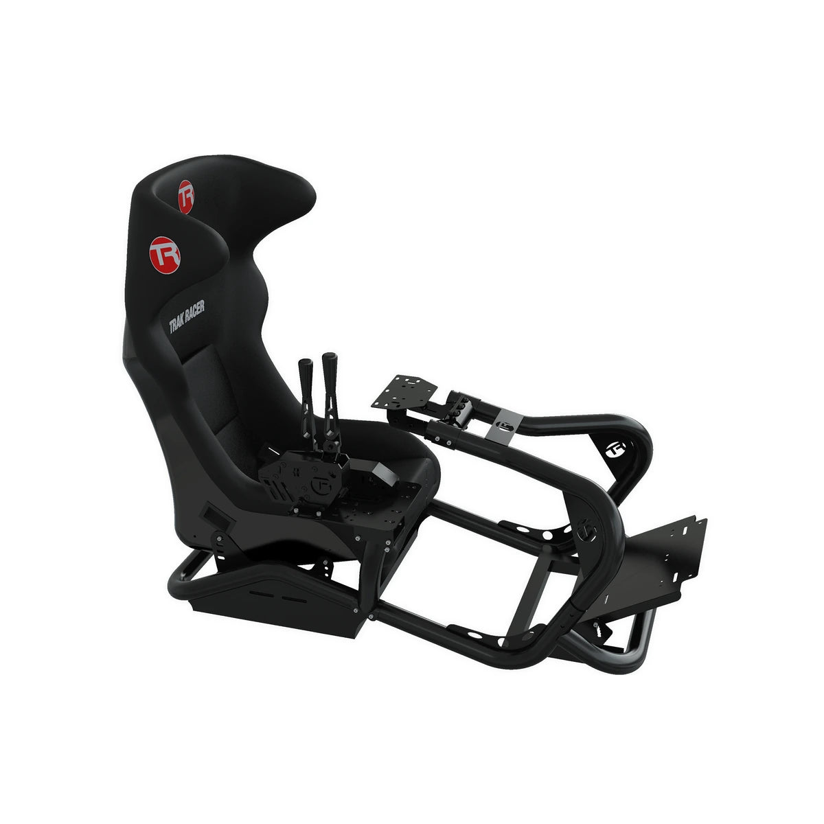 Trak Racer shifter & handbrake side mount kit fitted to a rig with shifter and handbrake, front three-quarter view