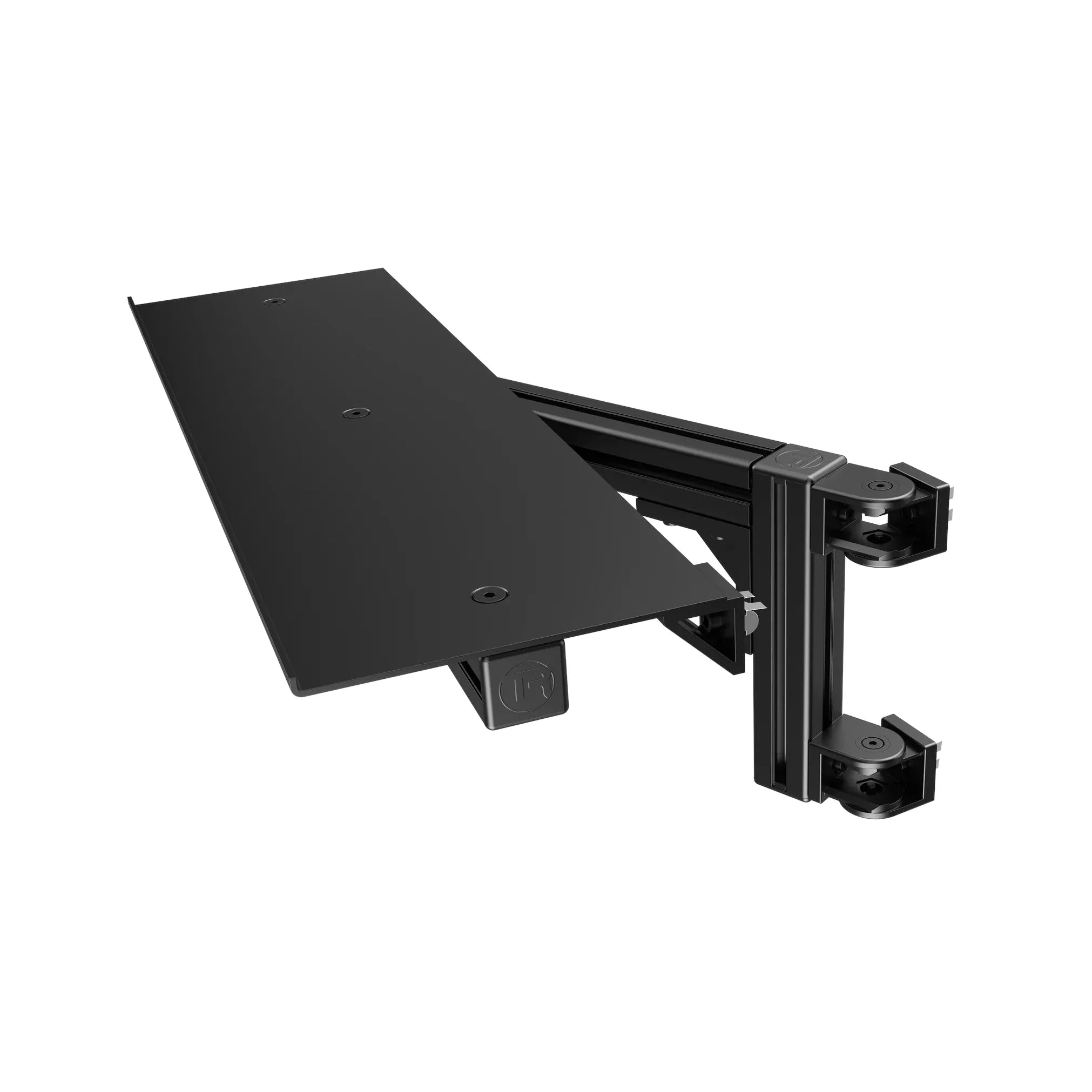 TR8020 620mm Table Top/Desk with Swivel Mount, front three-quarter view with the articulated twin-clamp swivel arm extended