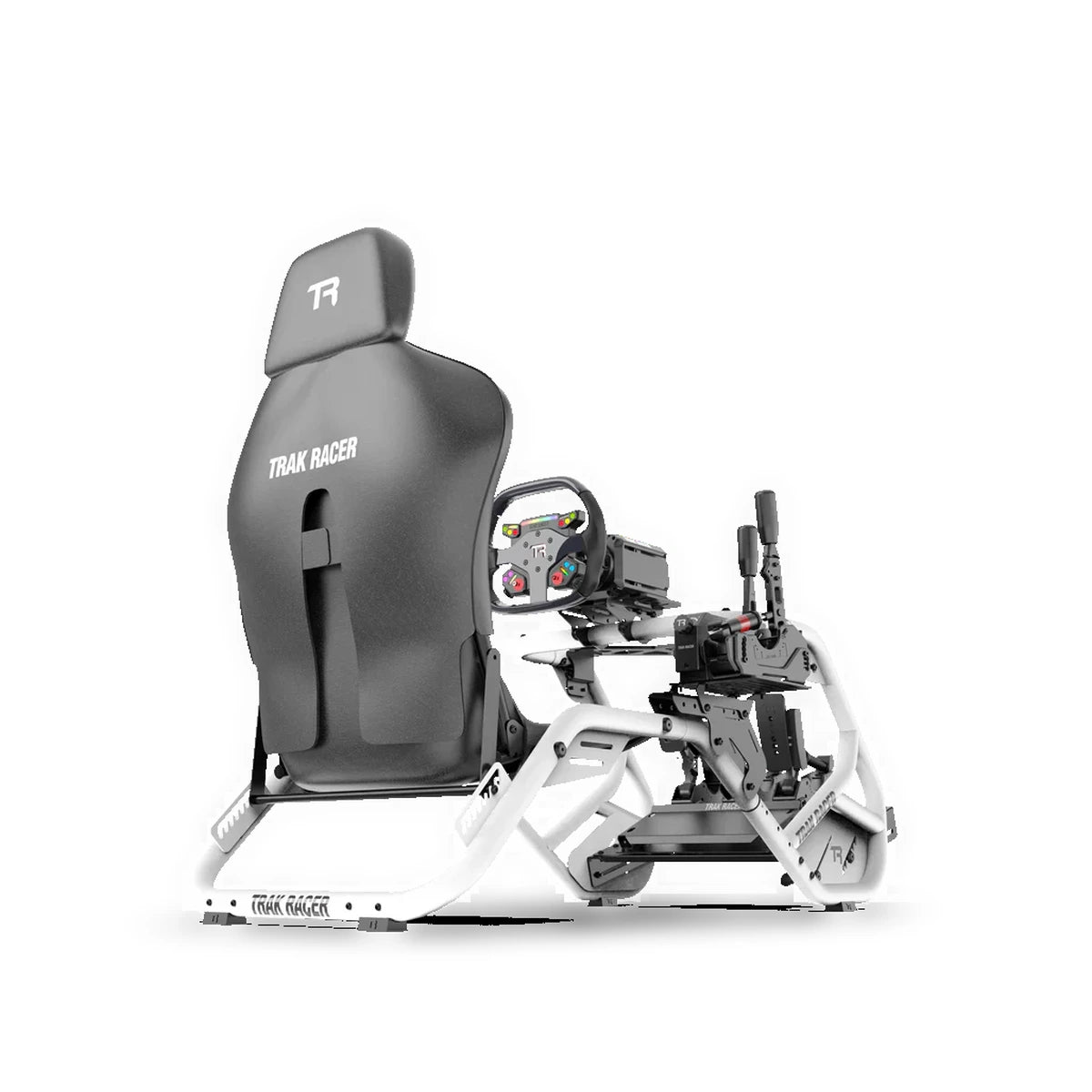 Trak Racer TR5 Hybrid Racing Simulator — rear three-quarter studio view