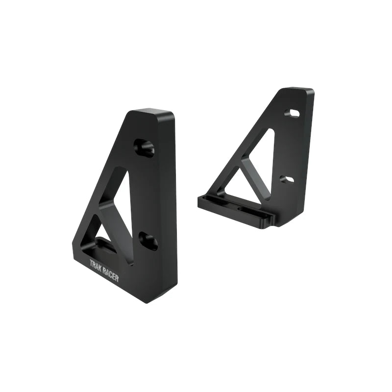 Trak Racer Universal Direct Mount for Fanatec direct drive wheelbases, pair of black triangular brackets shown alone