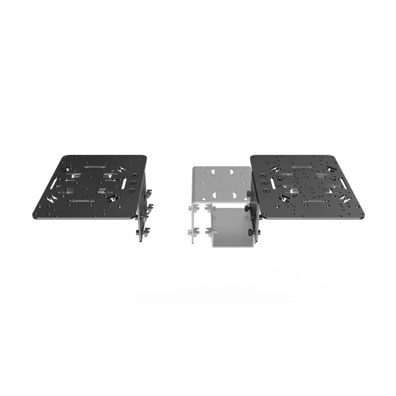 Trak Racer TR-One flight sim mounts, left and right set — front view either side of the profile chassis