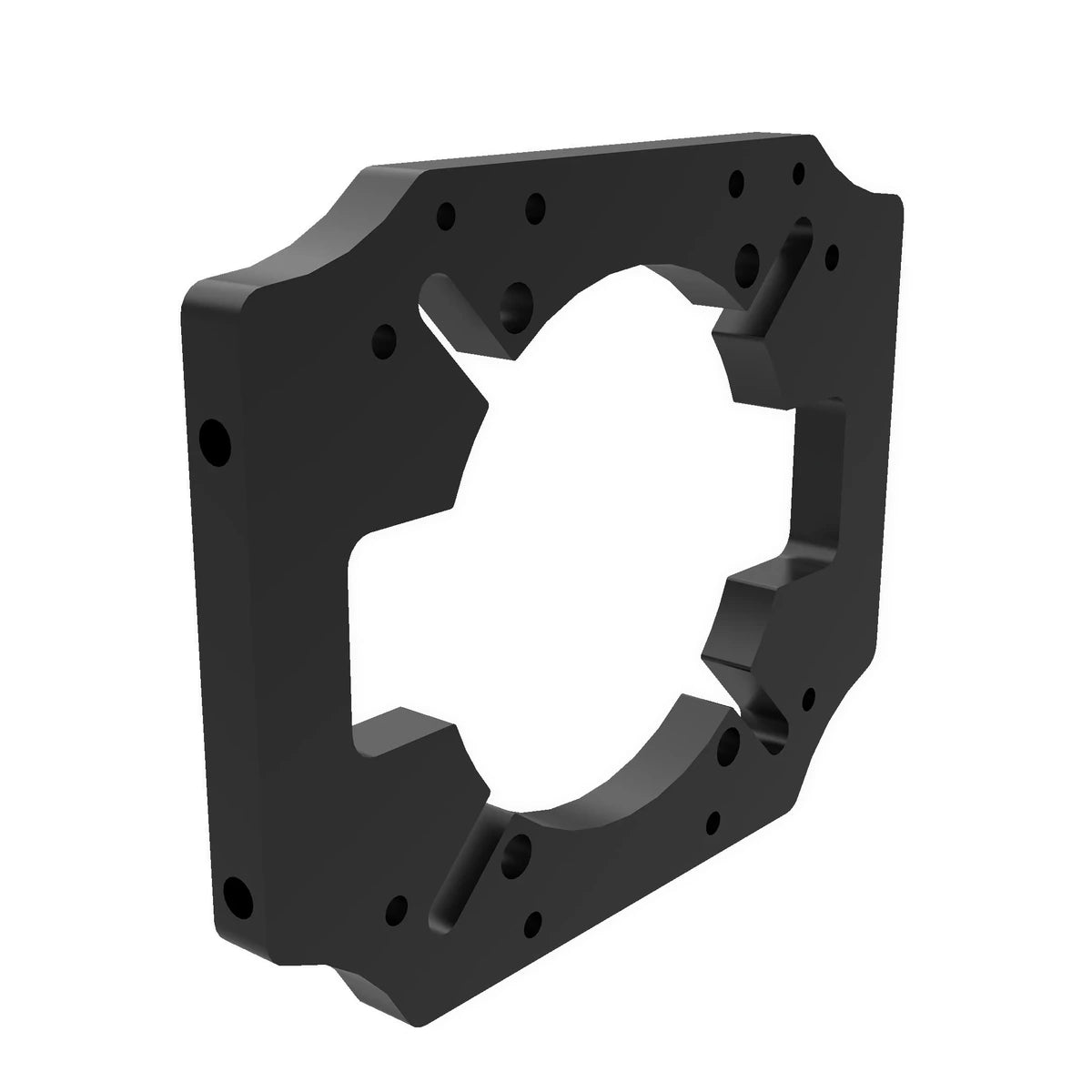 Trak Racer TR One MOZA front mount, angled view showing mounting holes and central bore