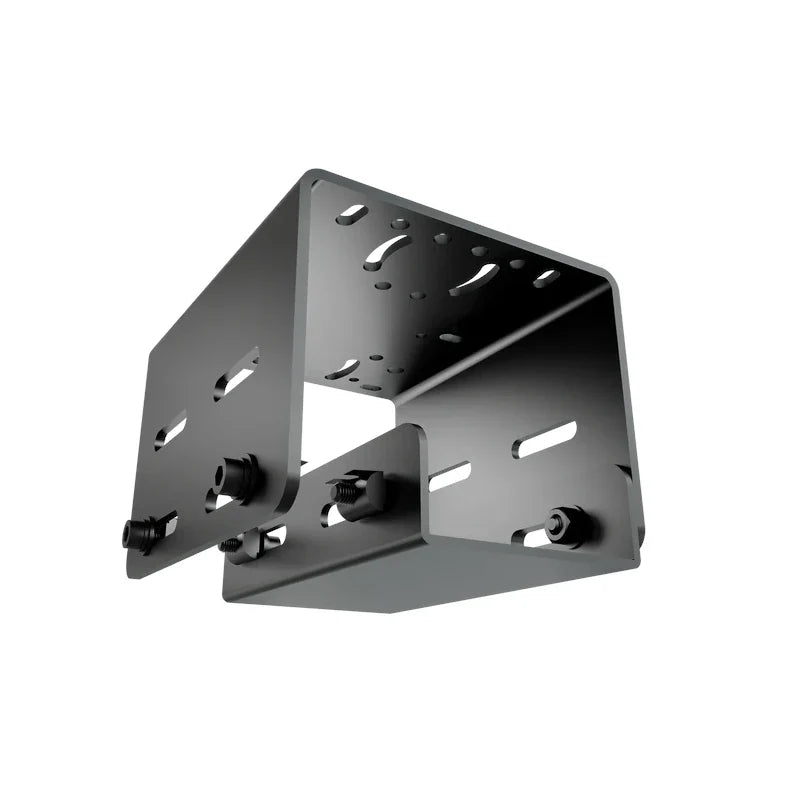 TR-One Gen 2 Universal Shifter Mount, underside angle showing the drilled top plate and adjustment slots